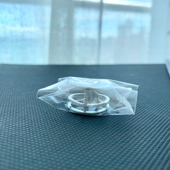 925 Sterling Silver Pave Crystal Multilayer Ring - Picture 6 of 14